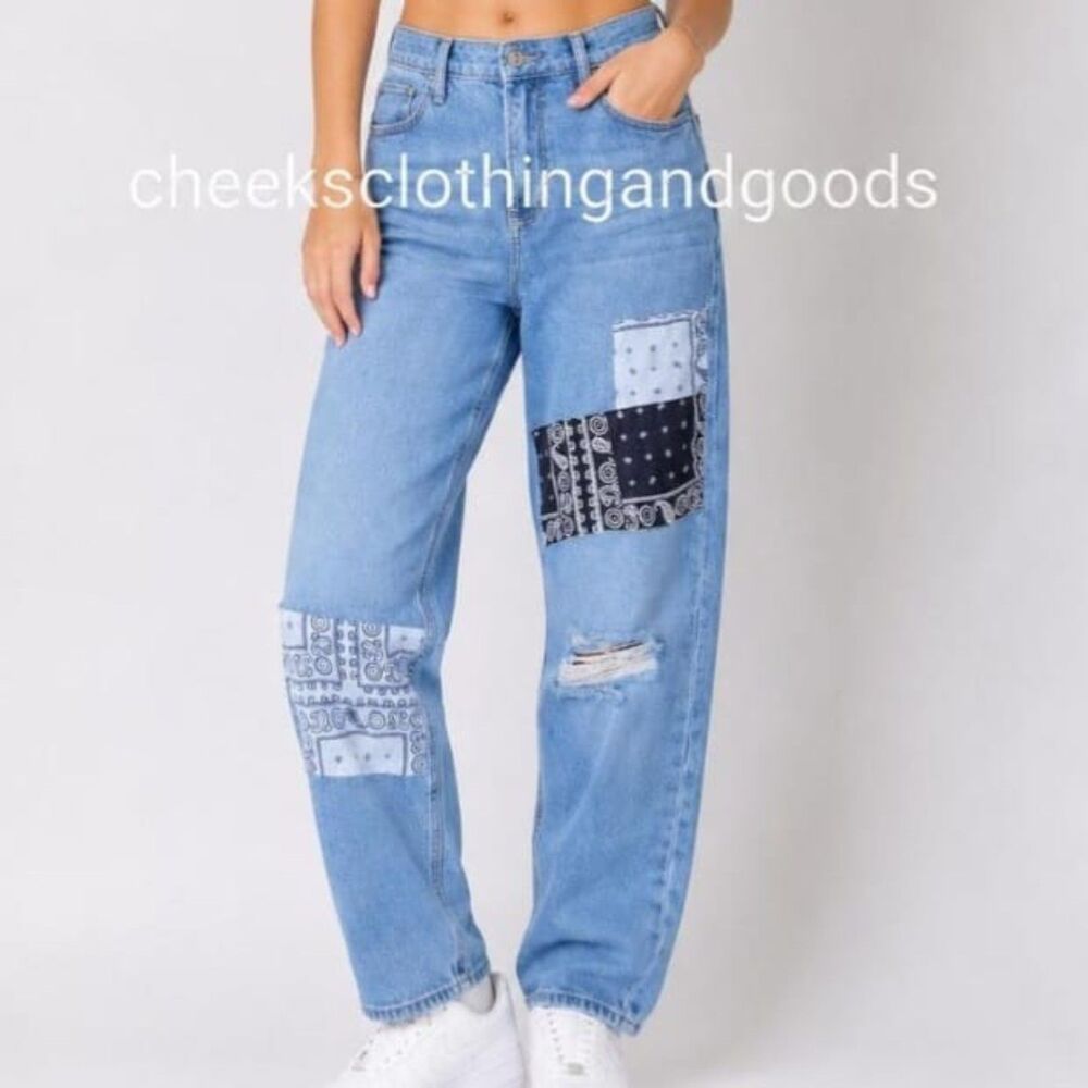 Hollister Ultra High Rise Mom Patchwork Vintage Stretch Jeans 5R 27 x 27